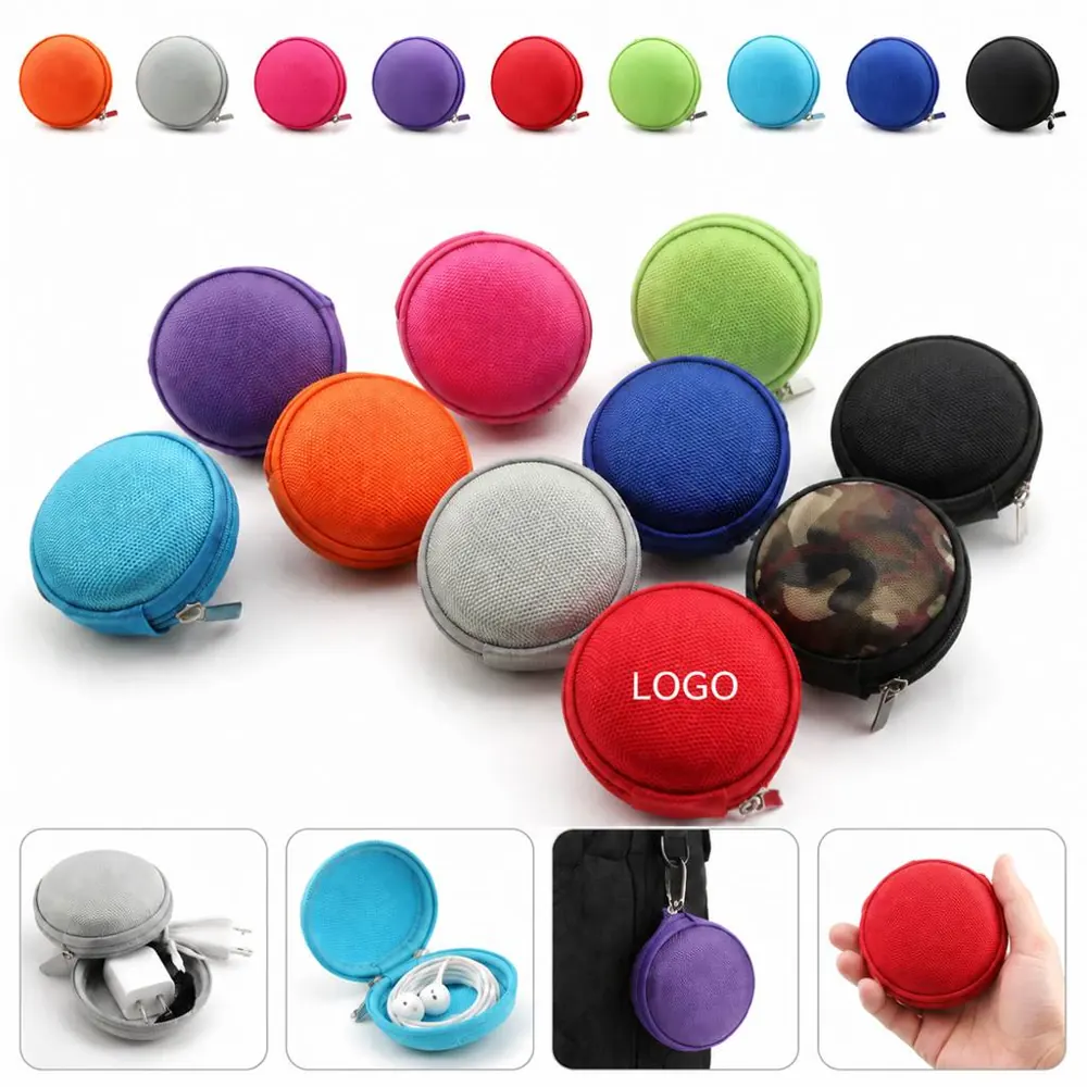 EVA Round Zipper Earphone Case, Durable Shockproof Storage