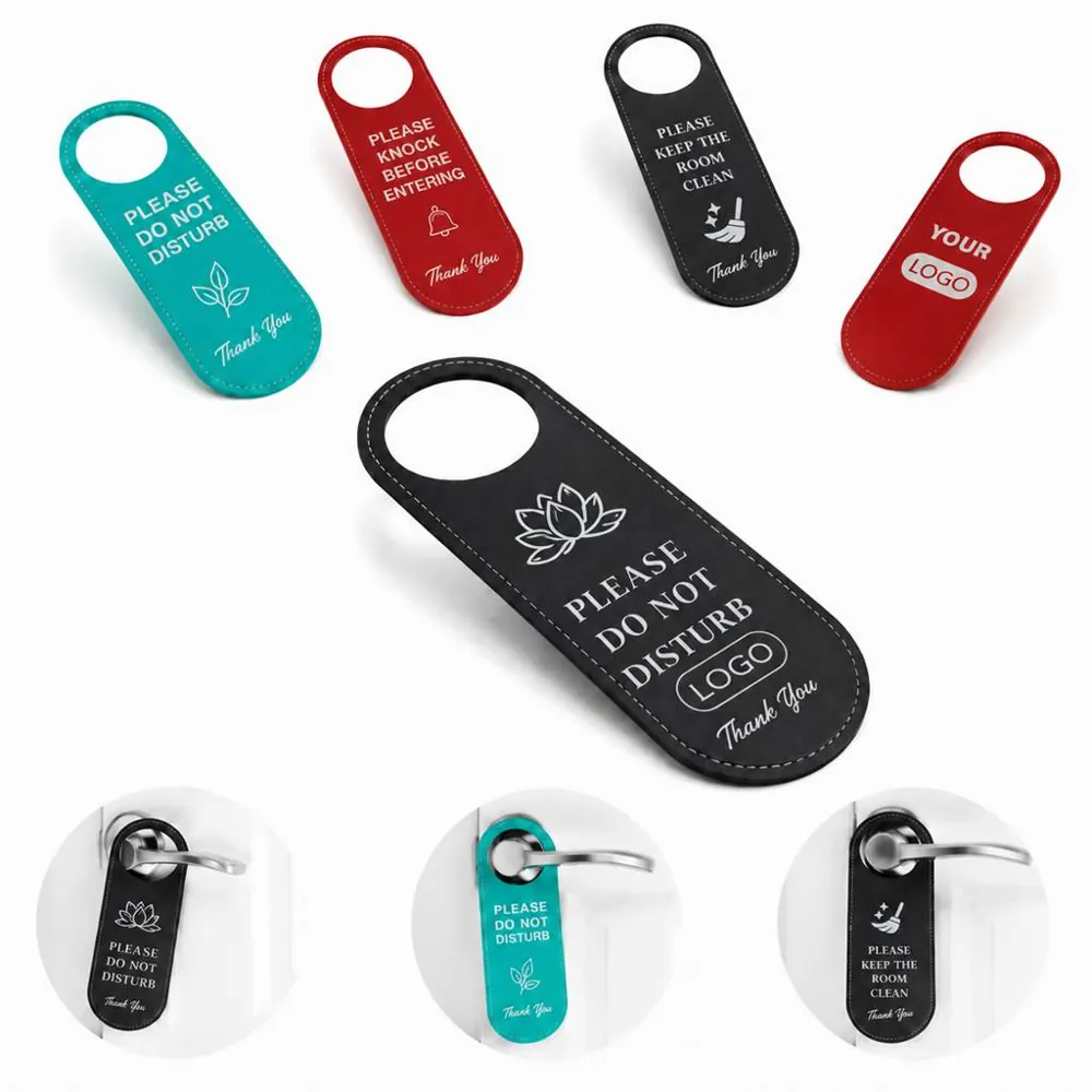 Leather Door Hanger Sign Set - Do Not Disturb & Please Make