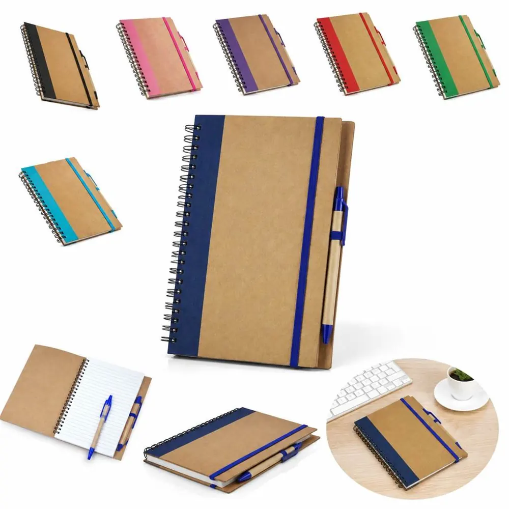 Kraft Spiral Notebook with Pen, Eco-Friendly Lined Pages 2