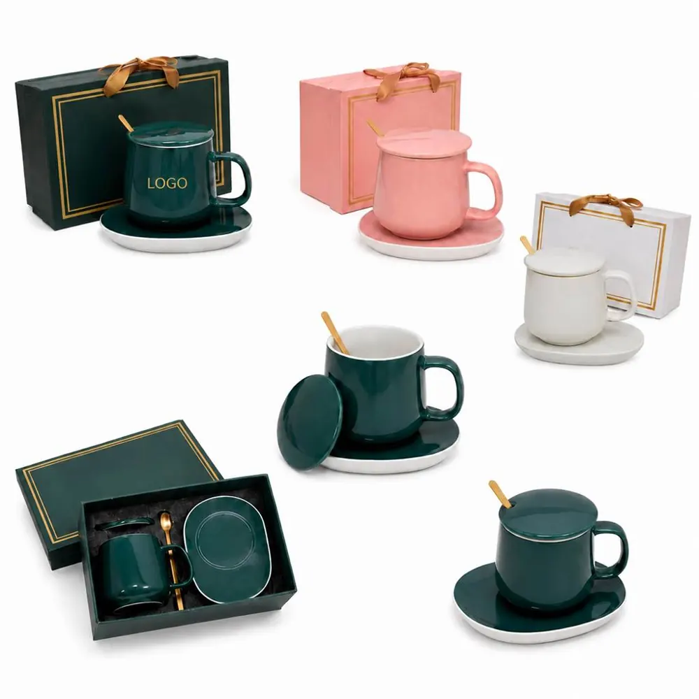 Ceramic Mug Warmer Set with Auto Shut-Off for Desk Use