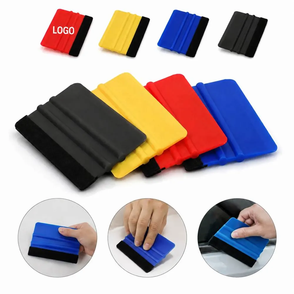 Multi-Color Felt-Edge Plastic Scraper Set for Auto Film
