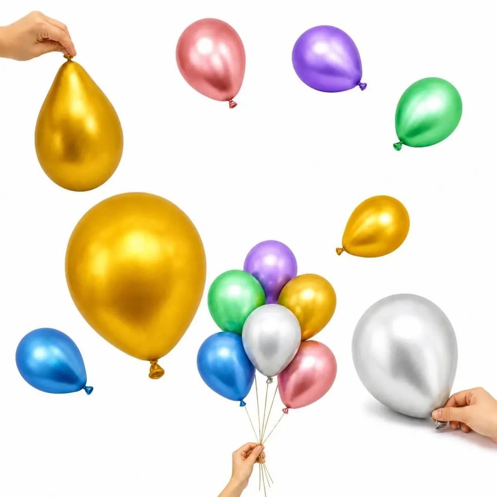 Metallic Chrome Latex Balloons 13in Party Decor, 6 Colors 2