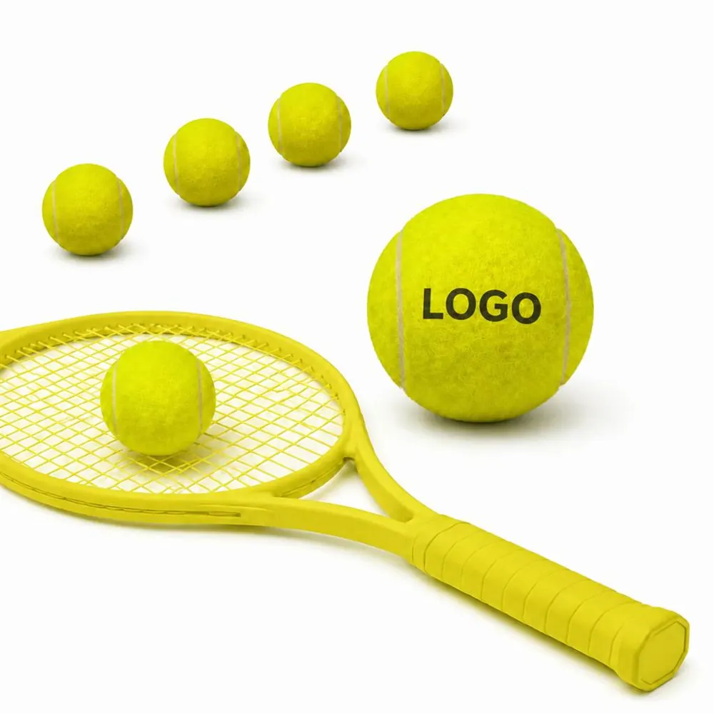 Tennis Racket and 6 Fluorescent Yellow Balls Set