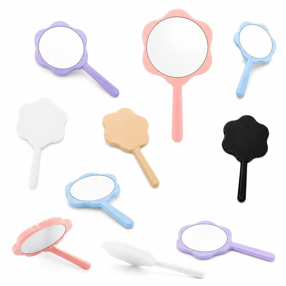 Elegant Flower-Shaped Handheld Mirror for Makeup & Travel 2