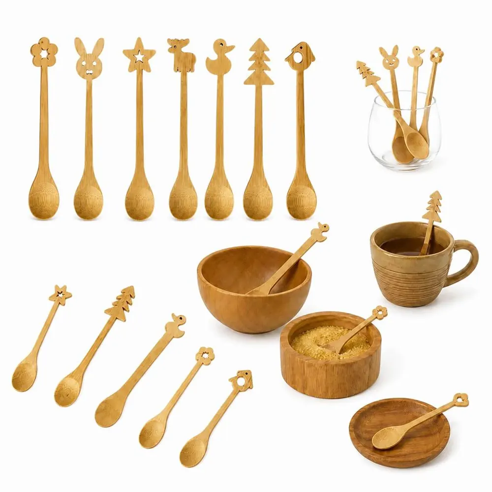 Cartoon Animal Wooden Coffee Spoons, Handcrafted 2