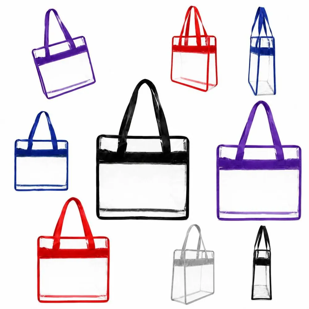 Clear PVC Tote Bag for Stadium Events with Zipper 2