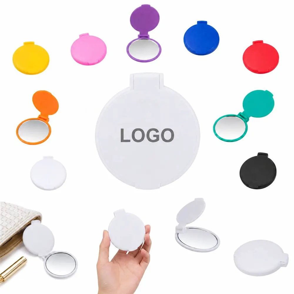 Foldable Mini Round Mirror for Travel Makeup Grooming