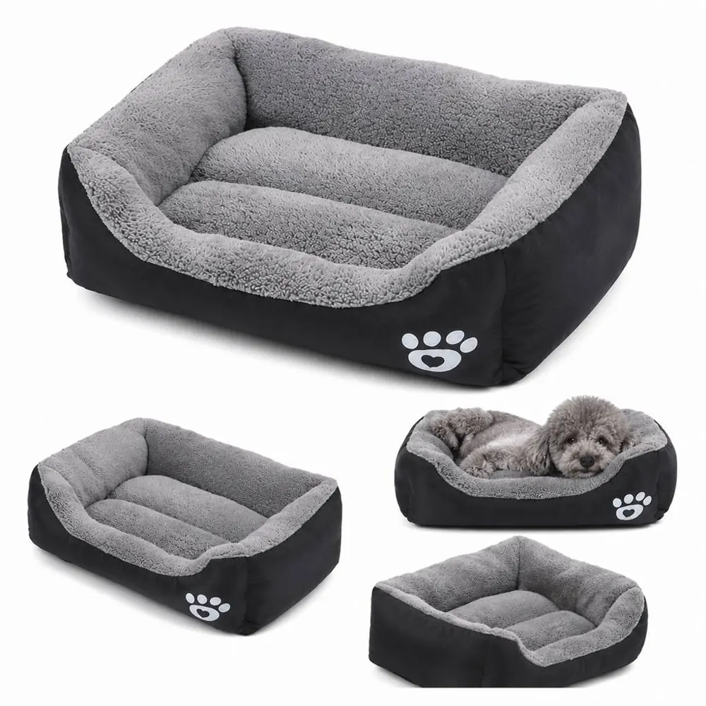 Oxford Plush Pet Bed with Raised Edge for Cats & Small Dogs 2