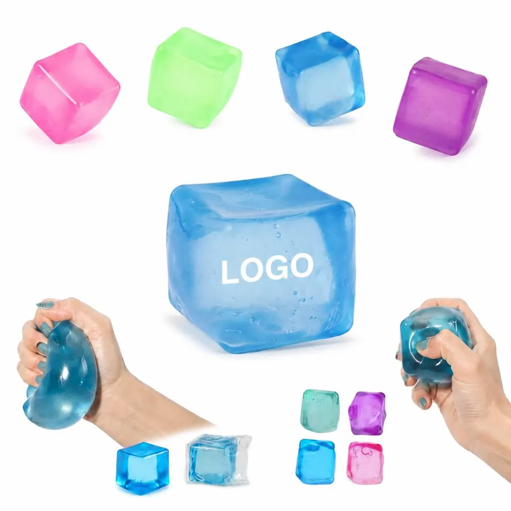 Squishy Ice Cube Fidget Stress Relief Toy, Soft Chewy