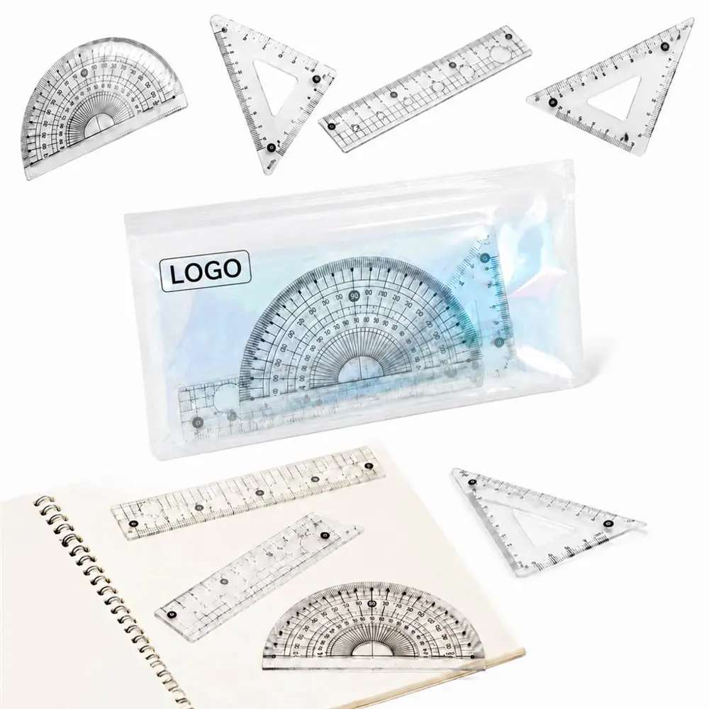 Clear Transparent Geometry Set for Drawing and Measuring