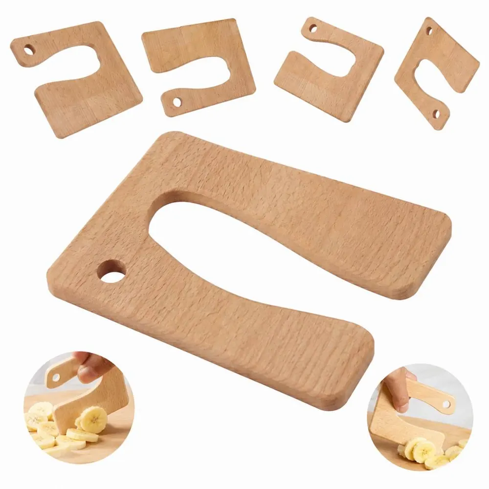 Kids Wooden Toy Knife Safe Pretend Play Cutting Tool 2