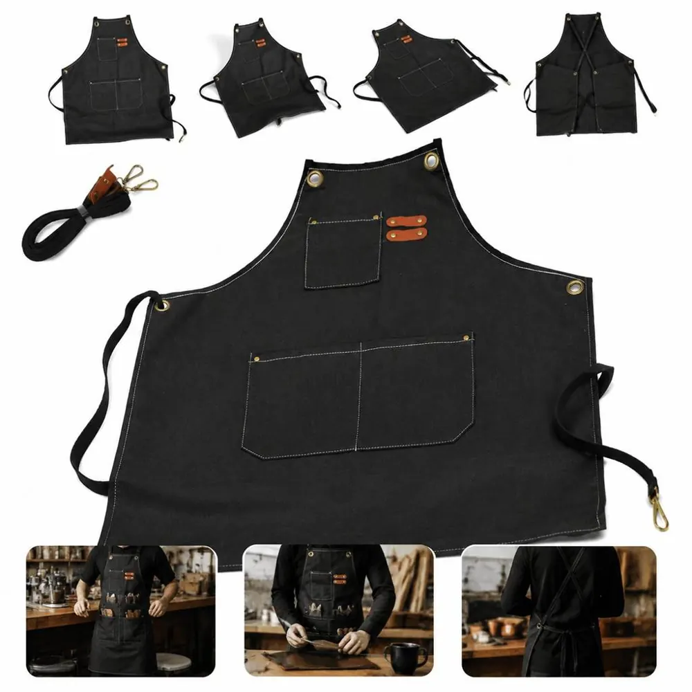 Waterproof Adjustable Bib Apron with Pockets for Kitchen 2