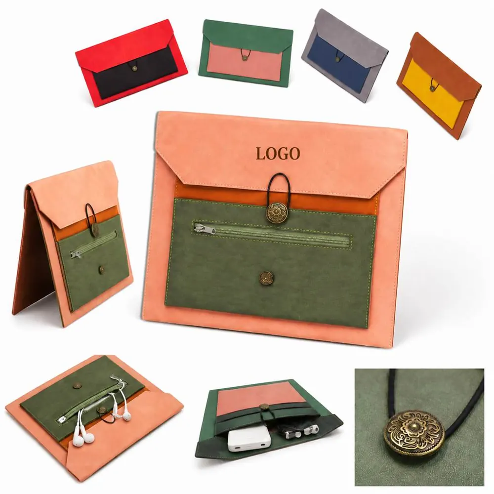 Genuine Leather A4 Document Bag with Multiple Compartments