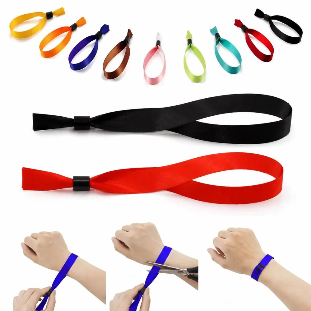 Eco-Friendly Locking Bead Satin Wristbands for Events 2