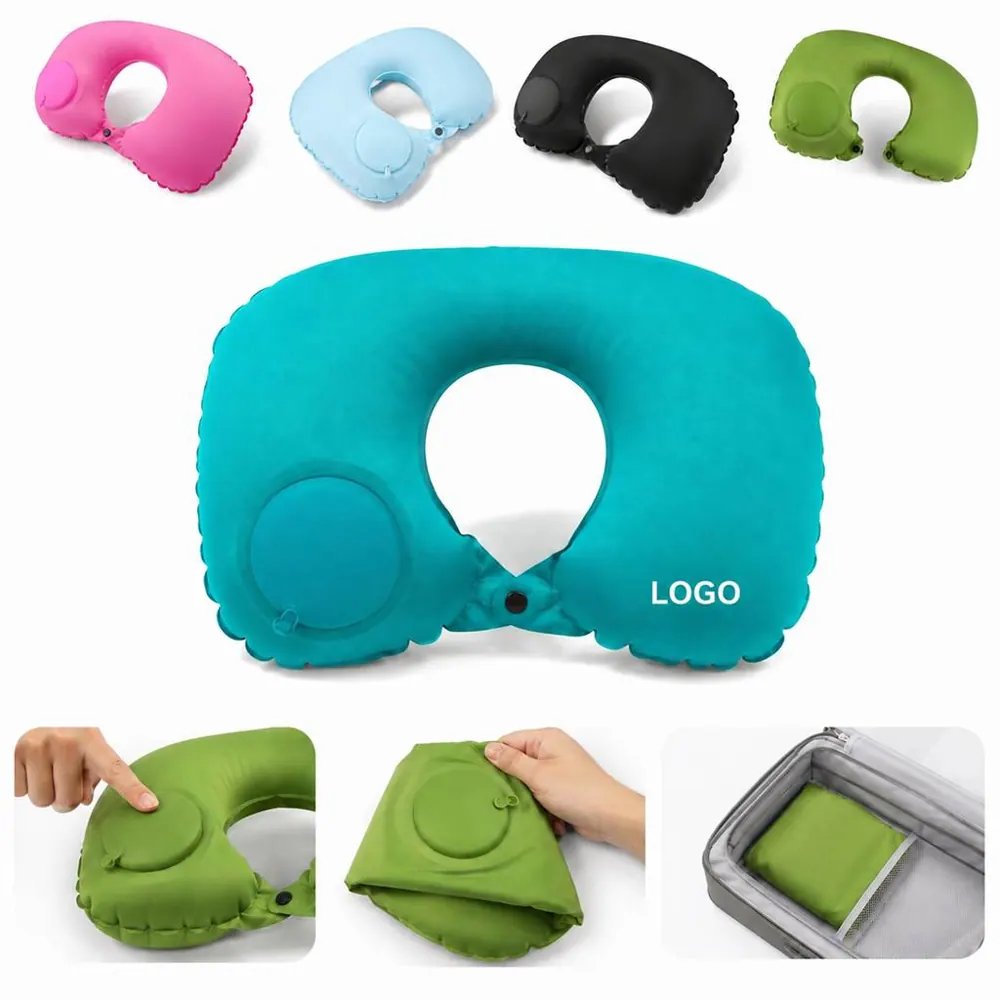 Inflatable U Neck Travel Pillow with Compression Design