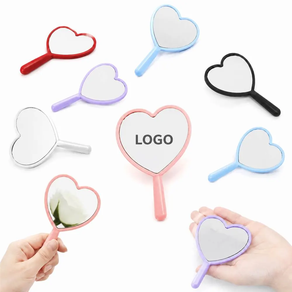 Portable Heart-Shaped Hand Mirror for Makeup & Grooming