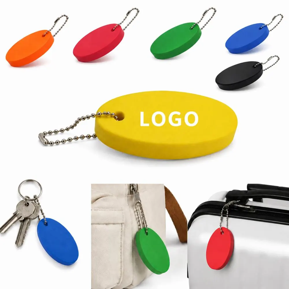 Floating Foam Keychain Multicolor Oval Buoyant Waterproof