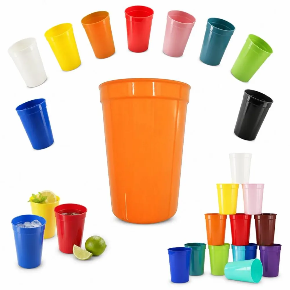 16 oz Reusable Plastic Cup, Clear Stackable Stadium Cup 2