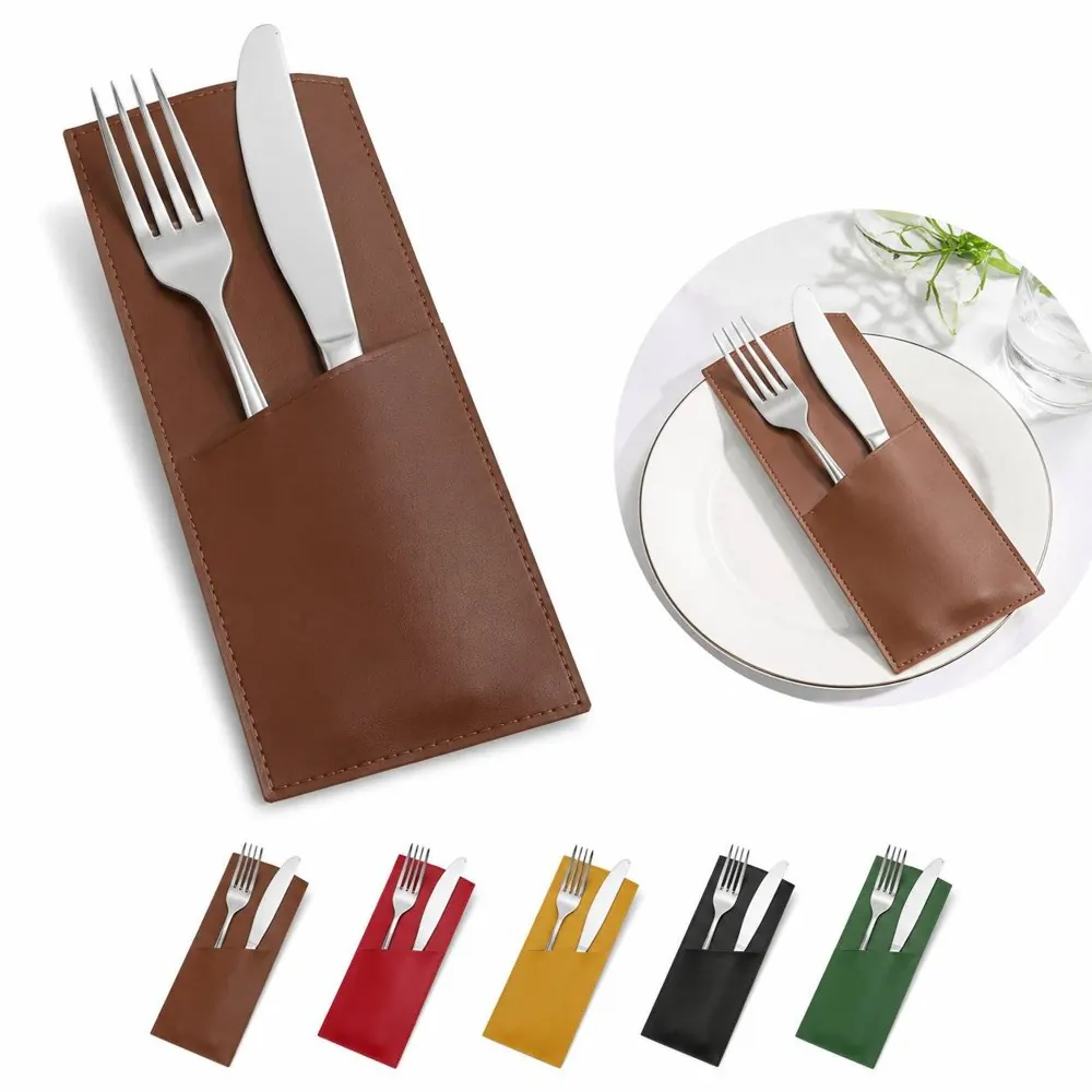 PU Leather Cutlery Set with Fork and Knife, Portable Travel 2