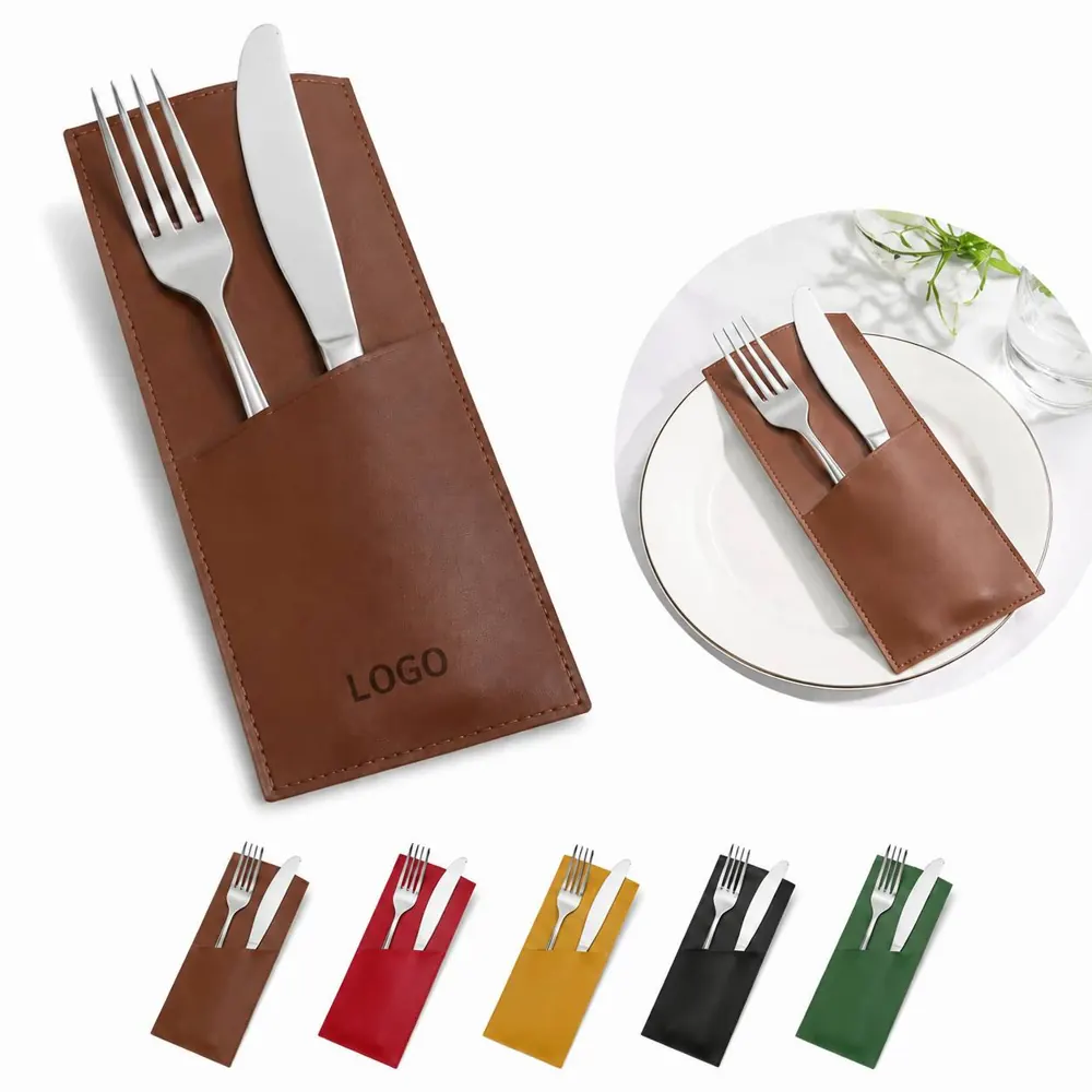 PU Leather Cutlery Set with Fork and Knife, Portable Travel