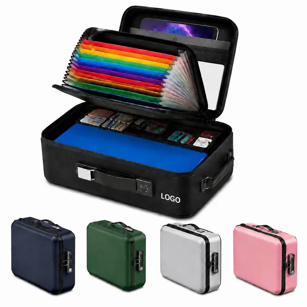 Fireproof Hard Shell Document Box with Lock, Heat-Resistant
