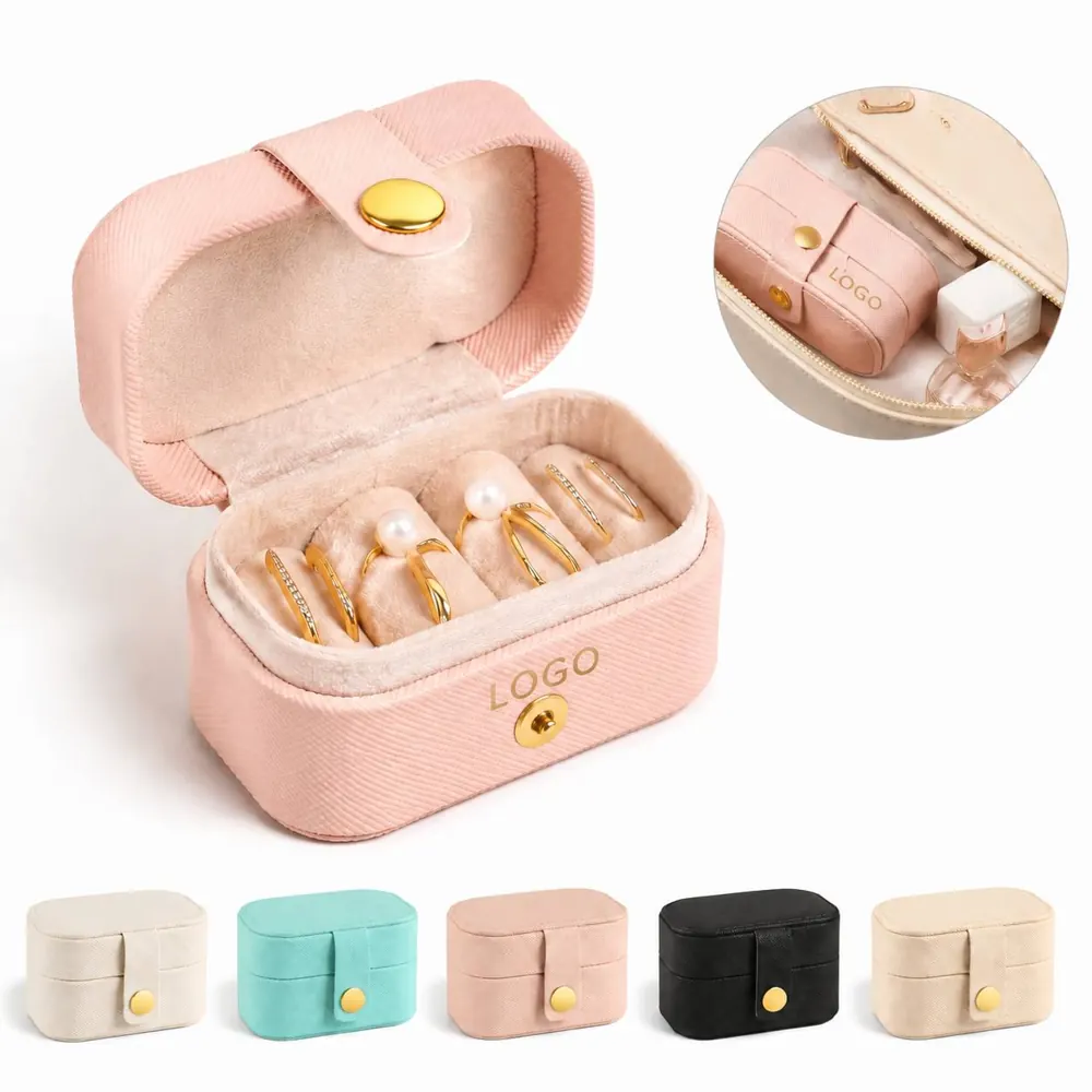 PU Leather Mini Travel Jewelry Case for Rings & Earrings