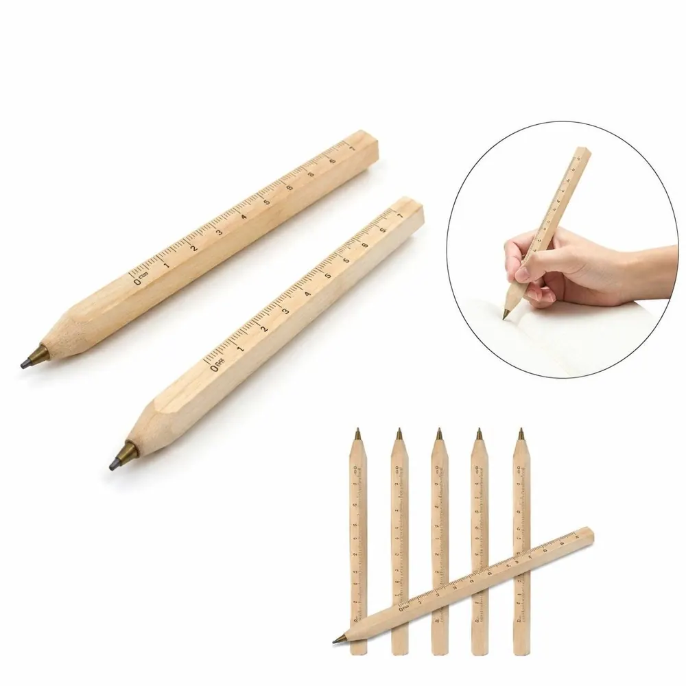 Wooden Ballpoint Pen with Built-in Scale Ruler 2