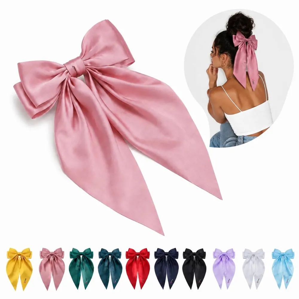Satin Big Bow Hair Clip, Strong Grip Spring for Stylish Hold 2