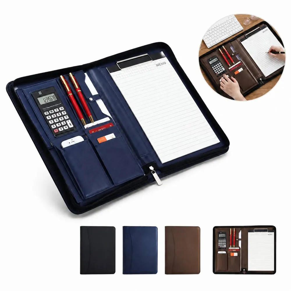 PU Leather A4 Zipper File Folder Portfolio Organizer 2