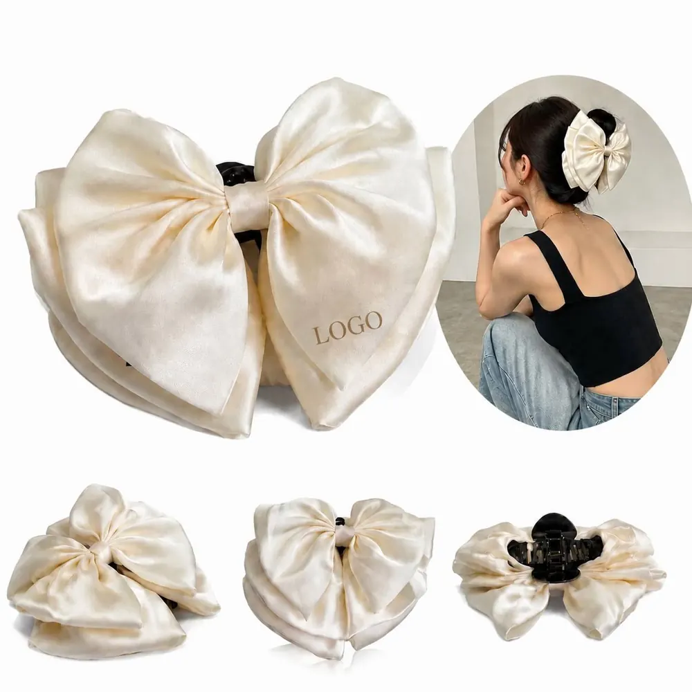 Satin Multi-Layer Bow Claw Clip for Half-Up Hairstyles