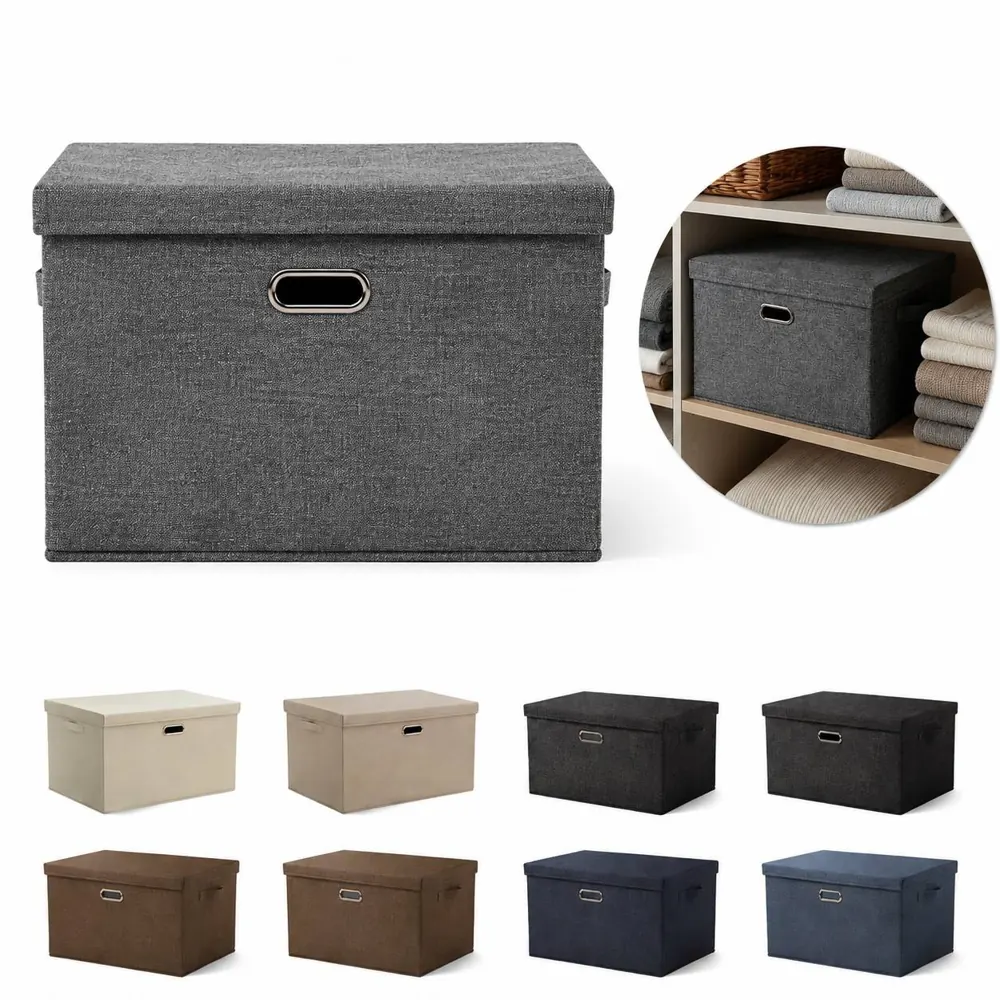 Foldable Storage Bins with Lids, Stackable Organizer 2