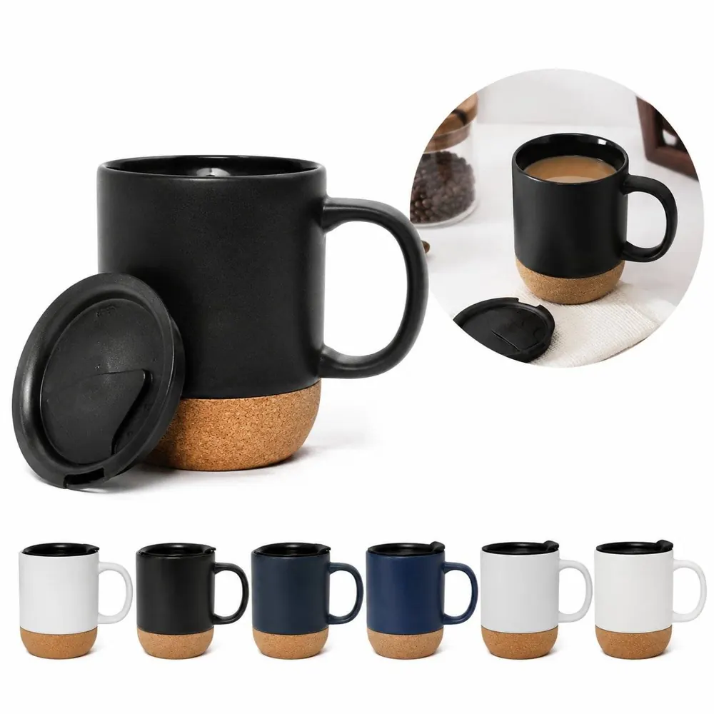 12 oz Ceramic Mug with Cork Base for Hot & Cold Drinks 2