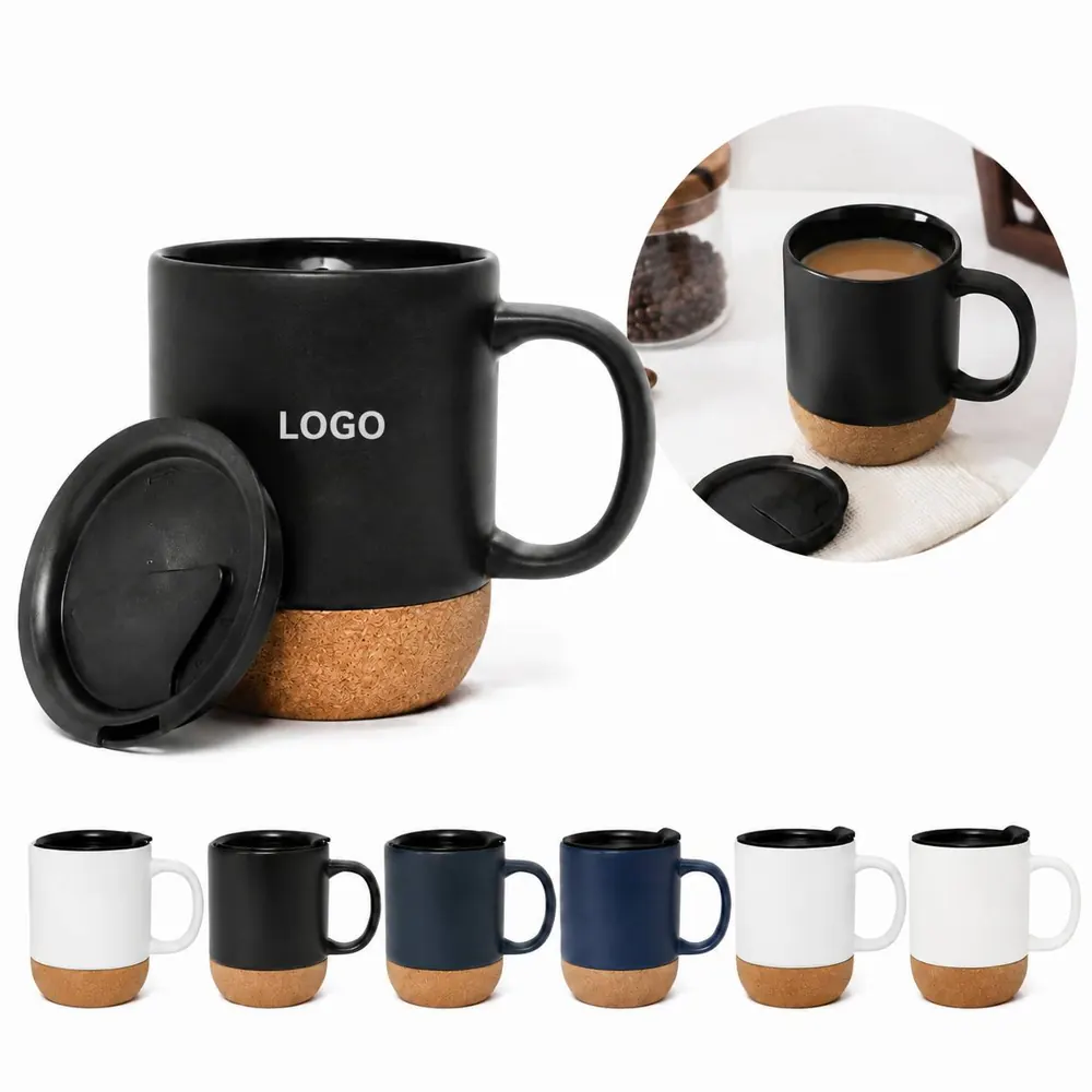 12 oz Ceramic Mug with Cork Base for Hot & Cold Drinks