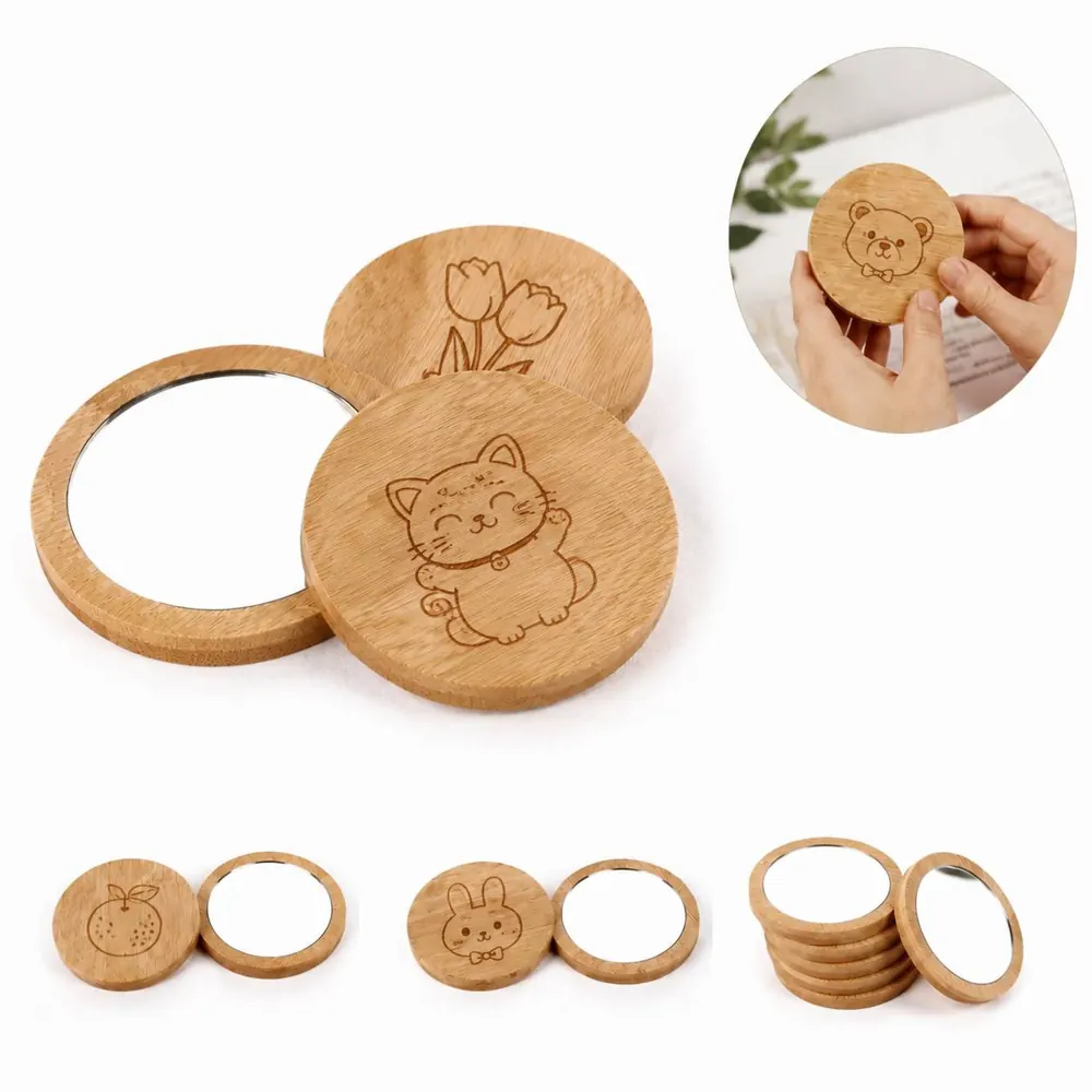 Compact Bamboo Pocket Mirror for On-the-Go Touch-Ups 2