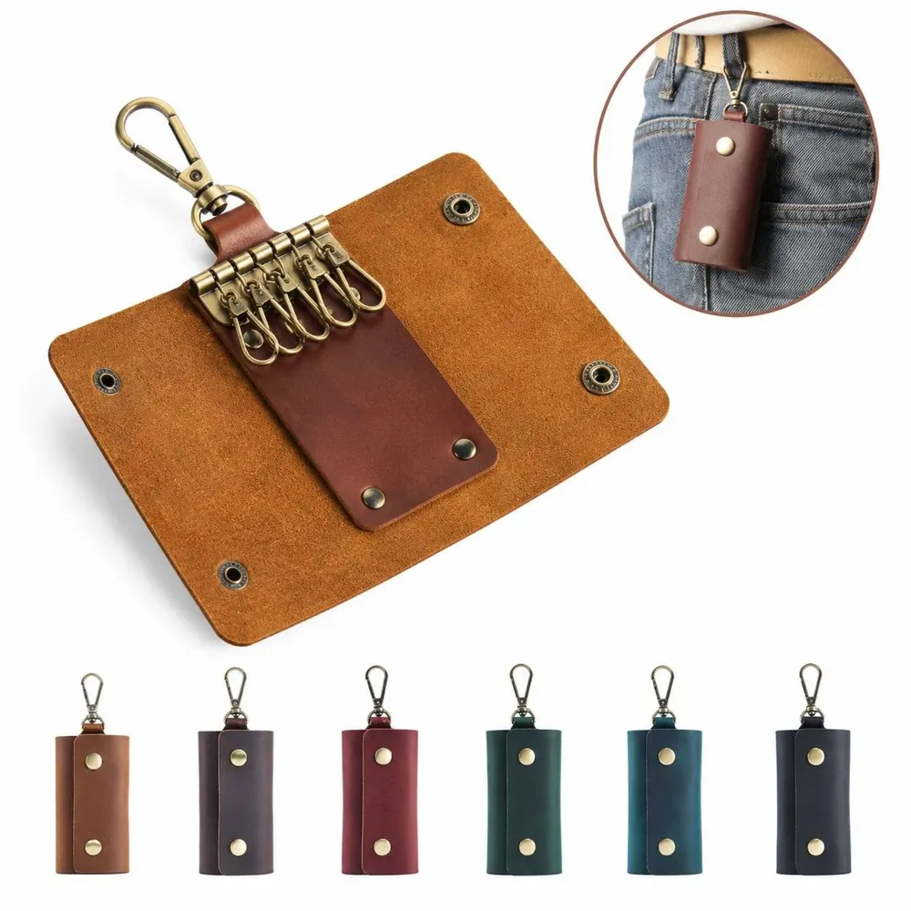 Genuine Crazy Horse Leather Key Case, Slim Multi-Key Holder 2