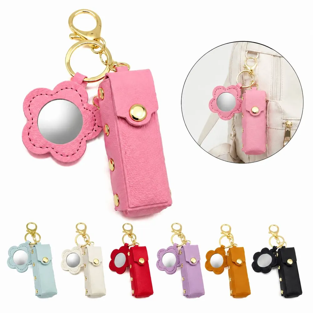 PU Leather Lipstick Holder Keychain for Bag 2