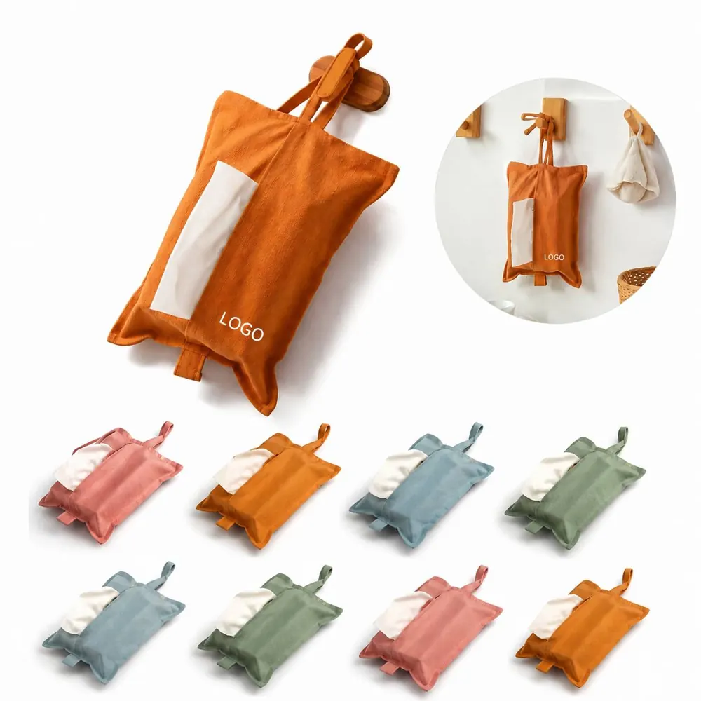 Canvas Hanging Tissue Box with Strap for Standard Tissues