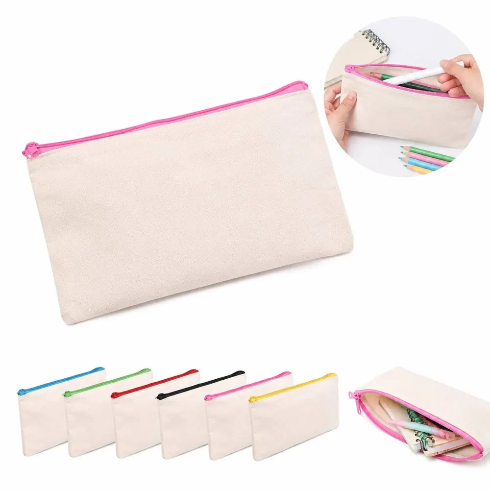 Canvas Zipper Pencil Case with Durable Storage Organizer 2