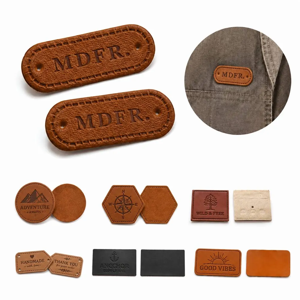 PU Leather Clothing Labels for Garments Bags Sew 2