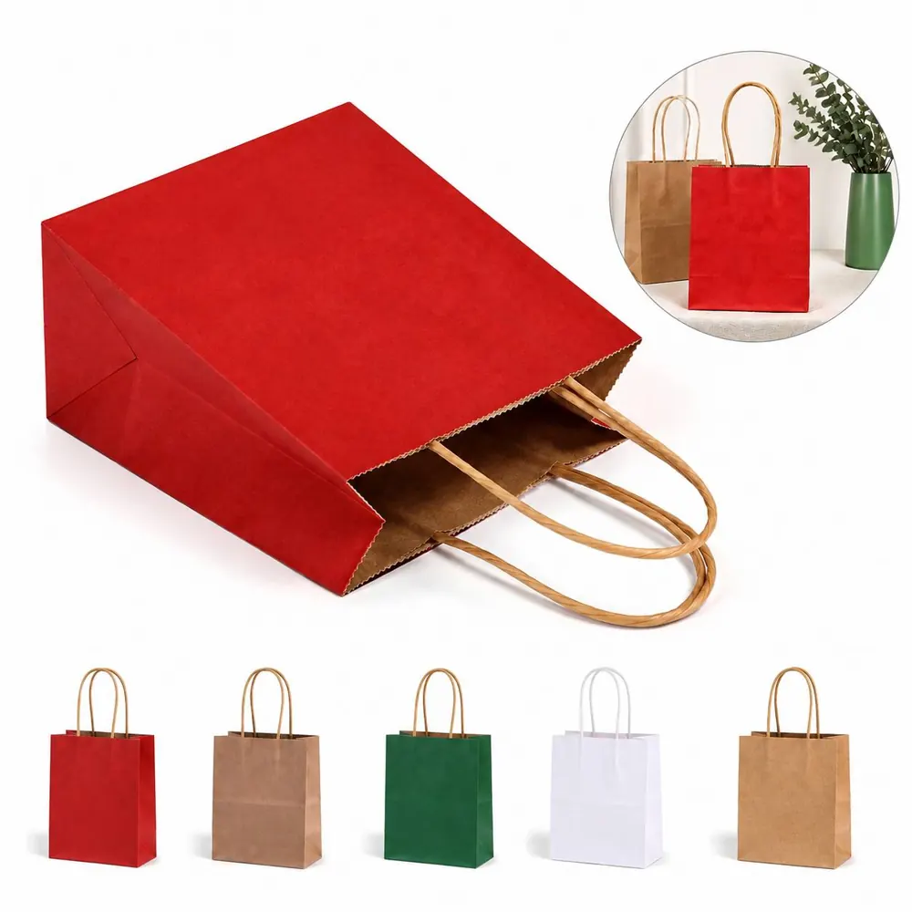 Mini White Kraft Gift Bag with Handles for Retail & Party 2