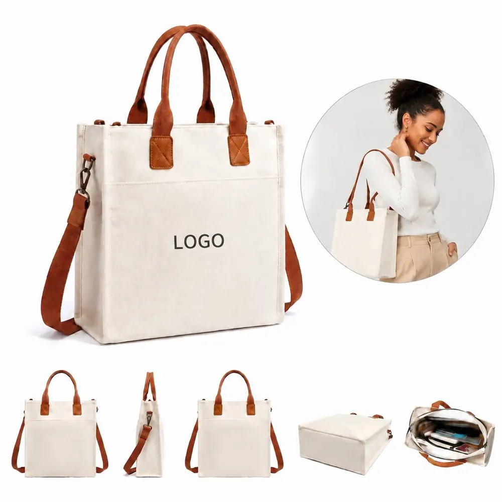 Canvas Crossbody Tote Bag with Adjustable Strap