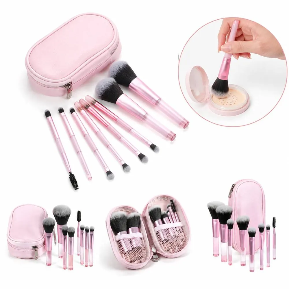 Travel Makeup Brush Set with Zipper Case, 12 Pieces 2