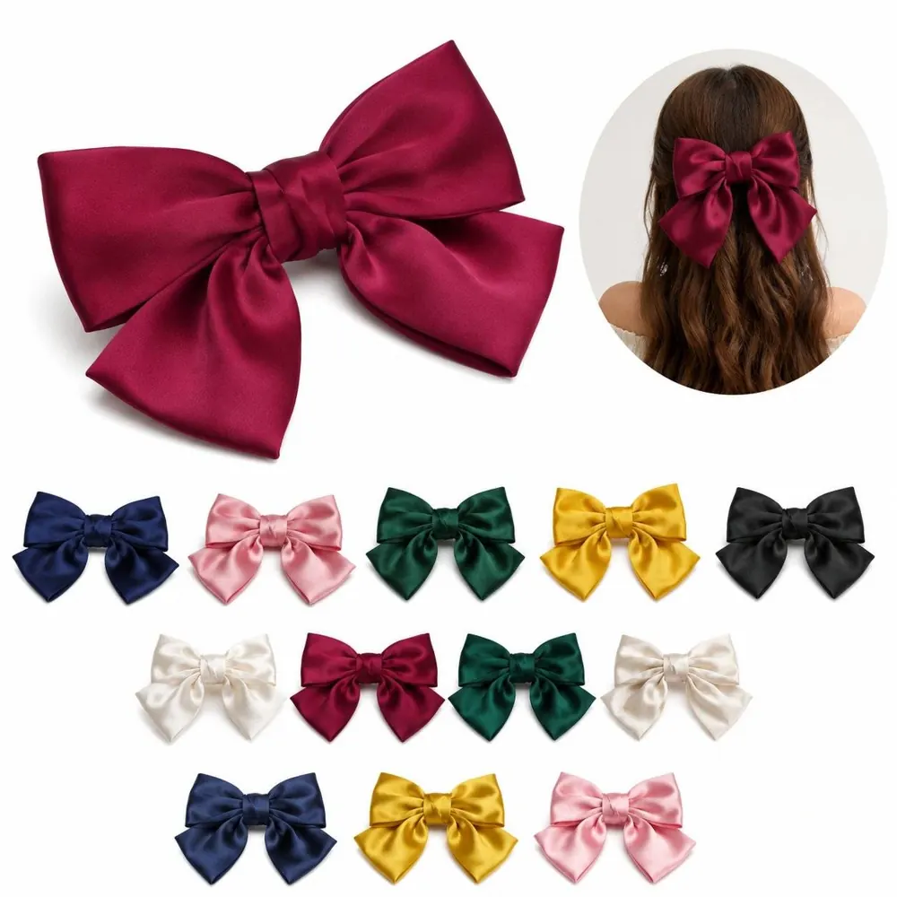 Large Satin Bow Barrette Hair Clip for Elegant Styles 2