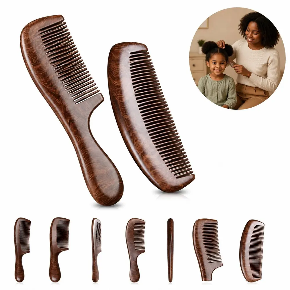 Natural Sandalwood Comb for Detangling, Anti-Static 2