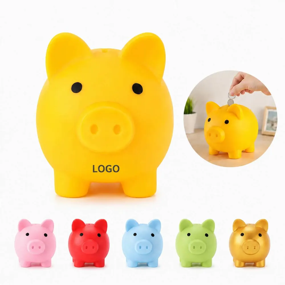 Unbreakable Vinyl Piggy Bank with Wide Slot and Bottom Plug