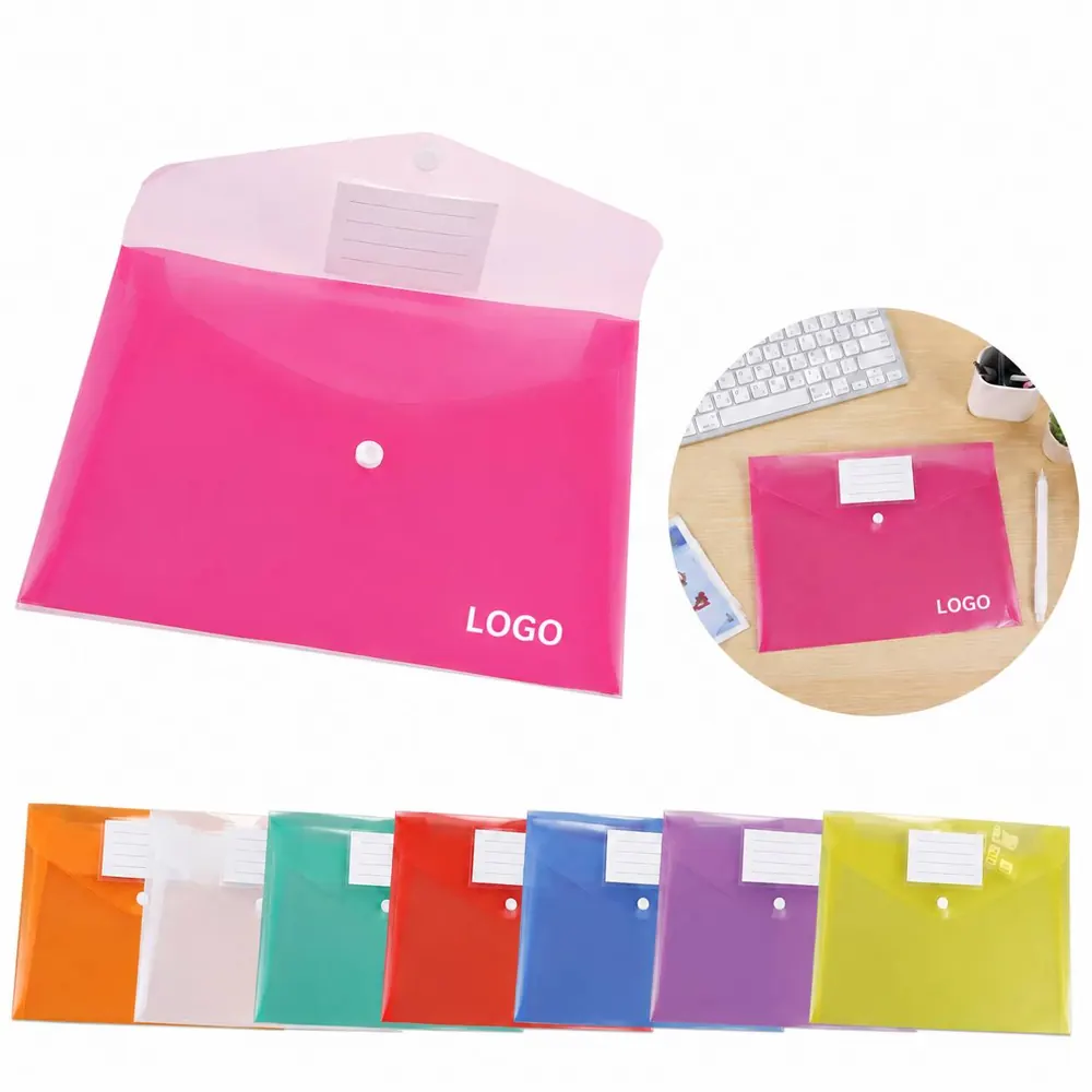 Clear Snap Button File Folder with Label Slot