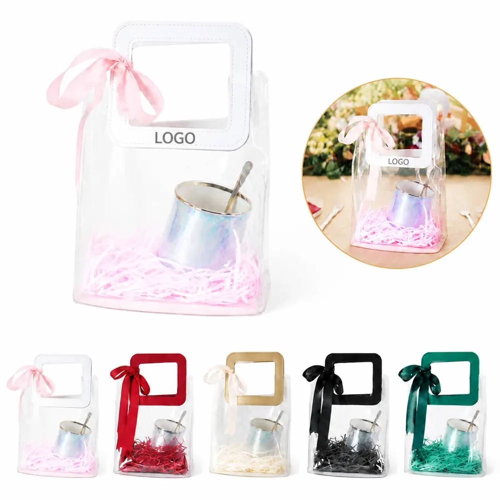 Clear Waterproof PVC Gift Tote Bag with Sturdy Handles