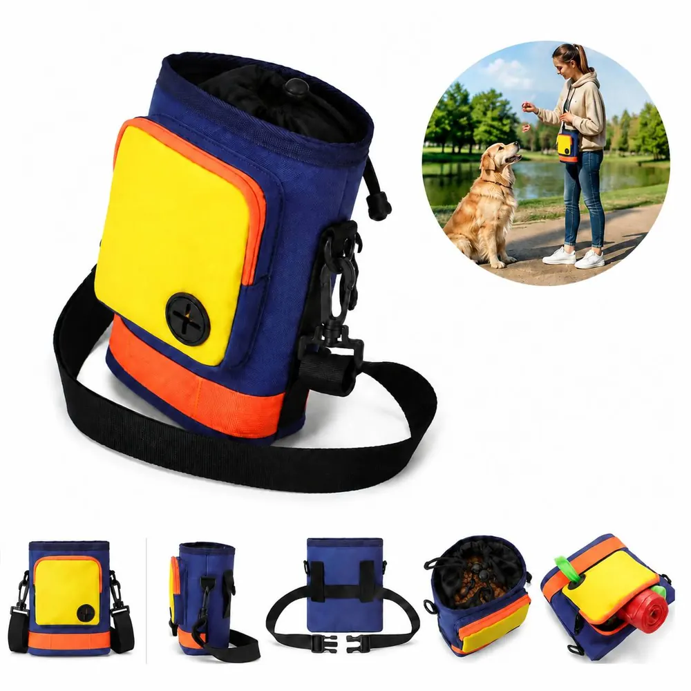 Oxford Drawstring Pet Treat Pouch with Waist Belt 2