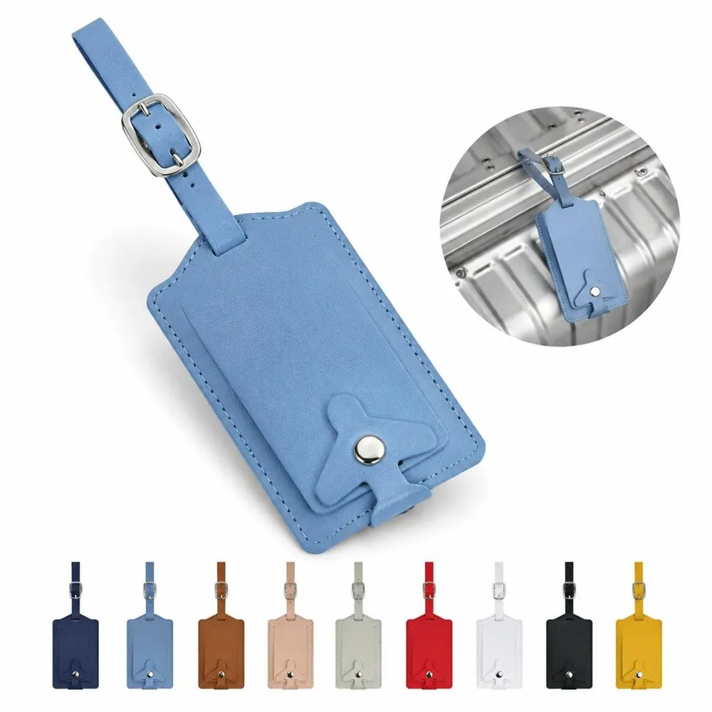 Genuine Leather Privacy Luggage Tag with Snap Closure 2