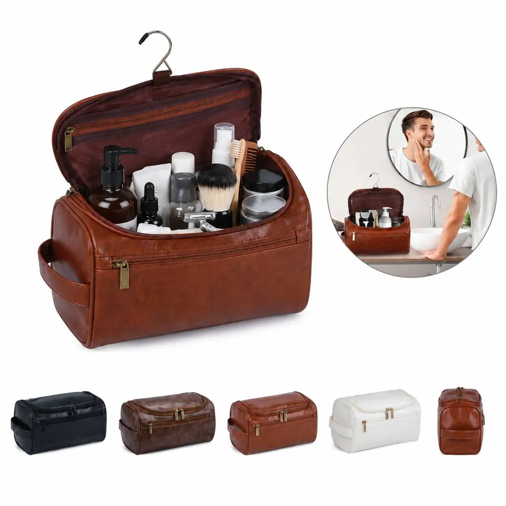 Waterproof PU Cosmetic Bag with Inner Pockets for Travel 2